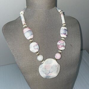 Ceramic beaded necklace with watercolor painted beads